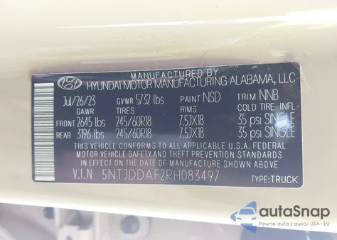 2024 Hyundai Santa Cruz Xrt from USA, damaged, VIN 5NTJDDAF2RH083497